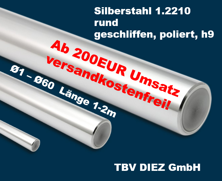 Silberstahl Rund 1.2210-115CrV3  h9  D= 35mm Zuschnitt Länge 250mm 